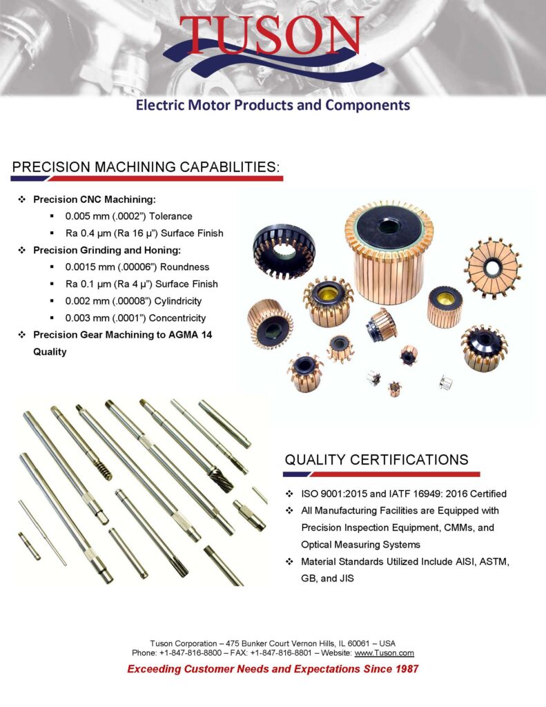 09.2020 --- Tuson Publishes New “Electric Motor Products & Components” Flyer